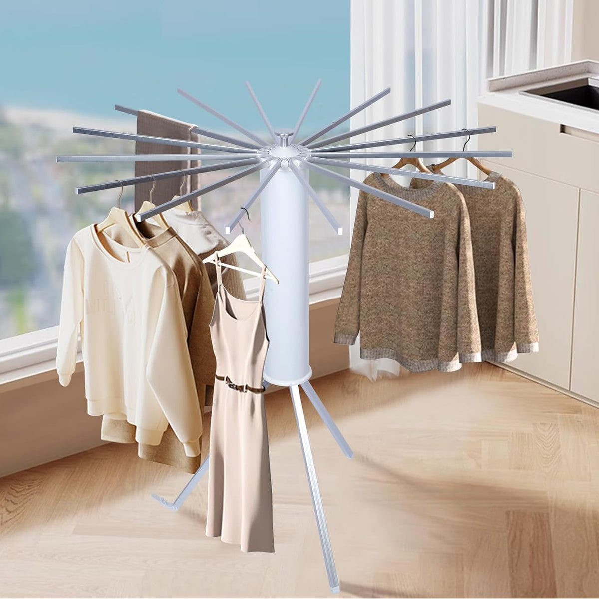 Foldable Rotary Clothes Drying Rack Stand (1 Pc)